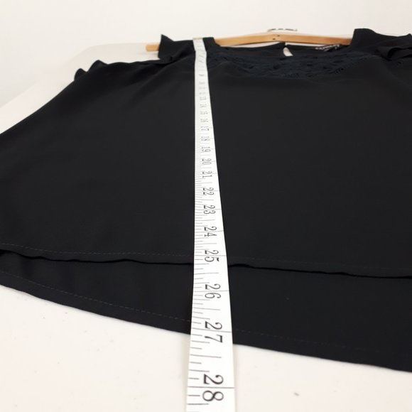 Express Black Lace Panel Cap Sleeve Blouse - Picture 6 of 10